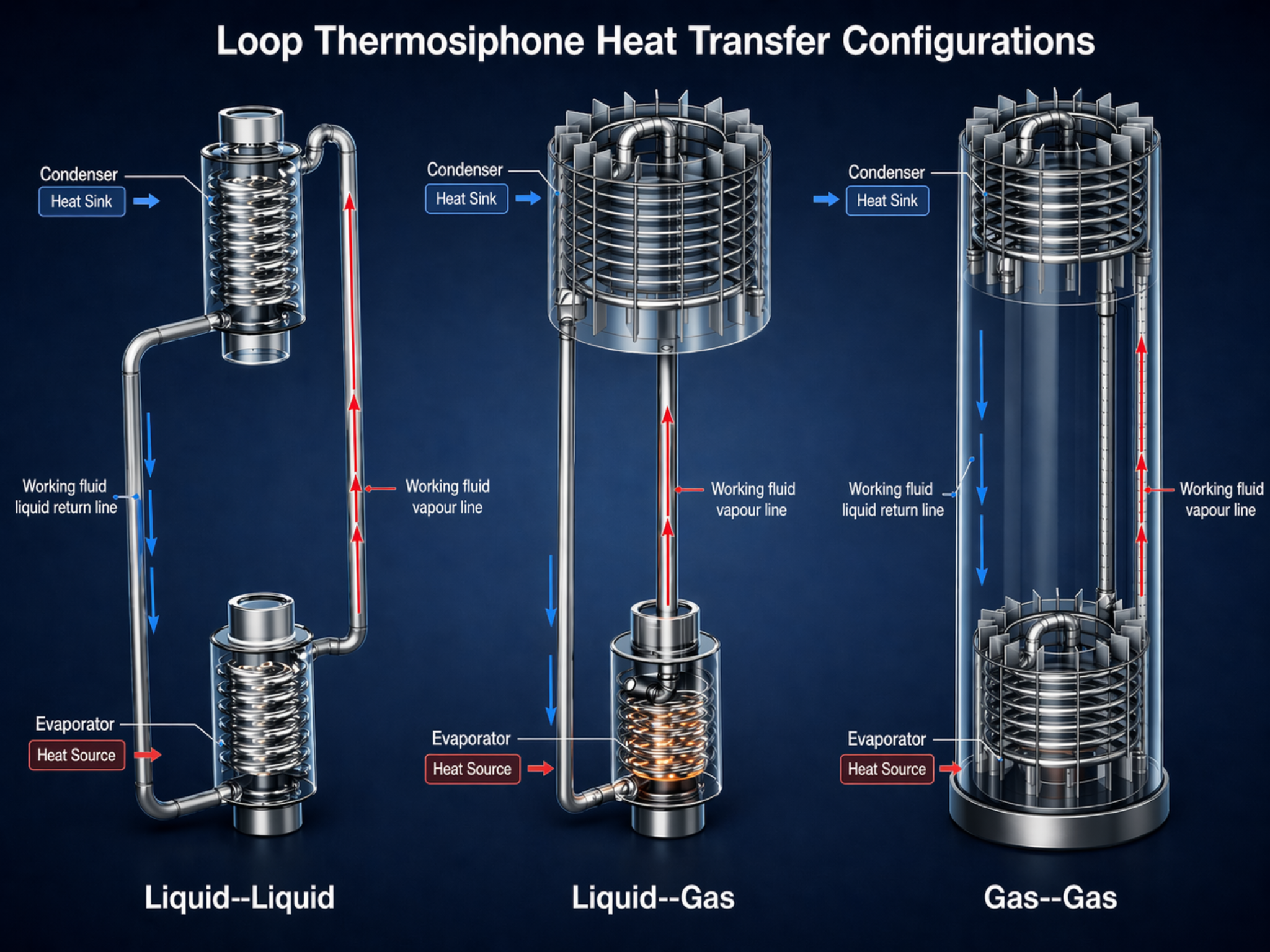 Industrial waste-heat recovery with loop thermosiphon