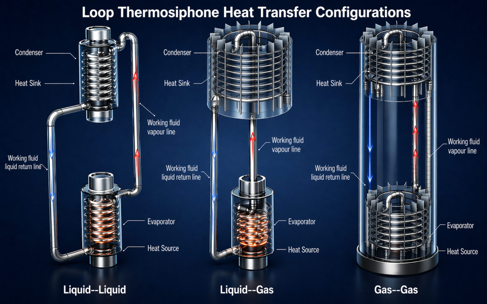 Loop thermosiphon heat recovery configurations